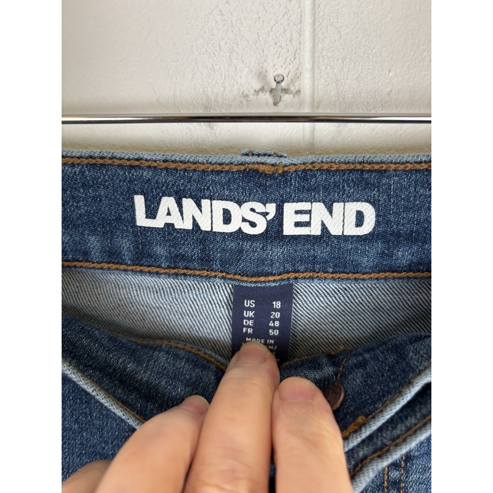 Lands' End Womens 18 High Rise Ankle Jeans Blue‎ Cotton Dark Wash  - NEW - Picture 2 of 9